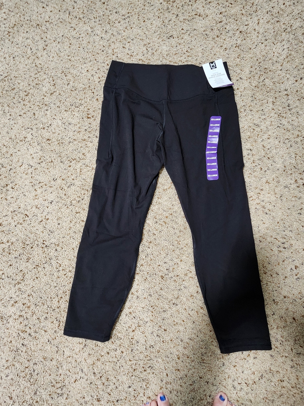 NWT Member's Mark High-Rise Ankle Leggings with Pockets - Black, Size XXL